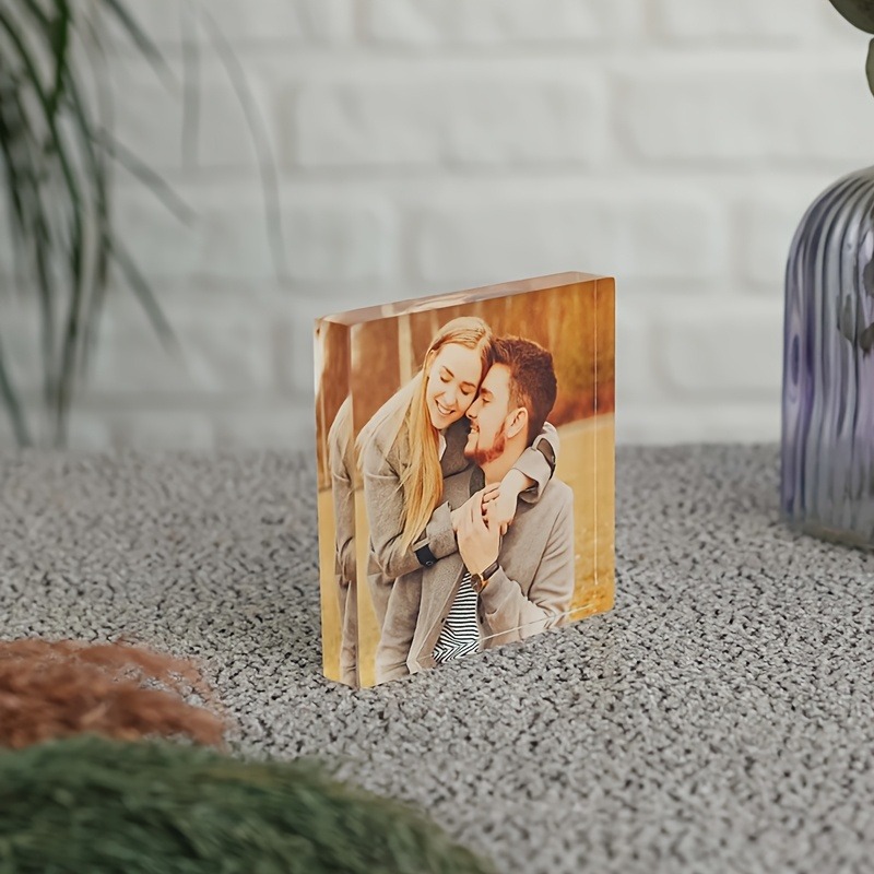 Photo Acrylic Block - Marco de fotos personalizado para aniversarios,
